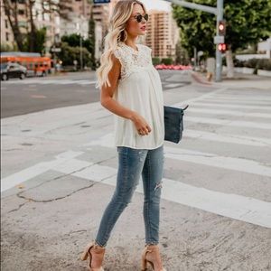 Cream light weight lace top